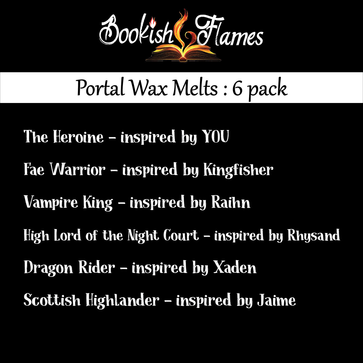 Bookish Flames Wax Melts | Choose Character or Full Collection